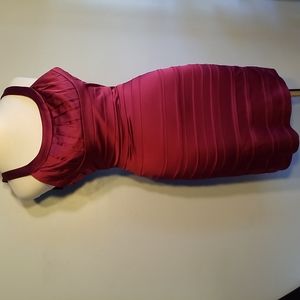 BCBG Max Azaria DRESS SZ 2 Burgundy Satin Adj Straps Cocktail/Formal/Wedding